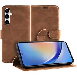 Foto van Just in case premium wallet case voor samsung a35 telefoonhoesje bruin