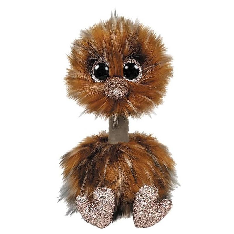 Foto van Ty beanie boos's knuffelstruisvogel orson bruin 15 cm