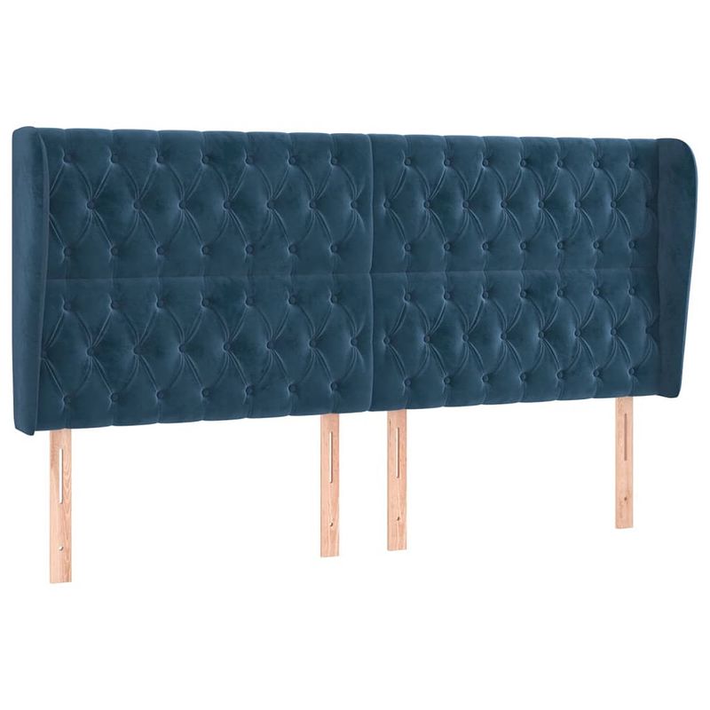 Foto van Vidaxl hoofdbord met randen 203x23x118/128 cm fluweel donkerblauw