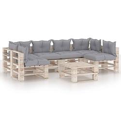 Foto van Vidaxl 7-delige loungeset met kussens pallet grenenhout