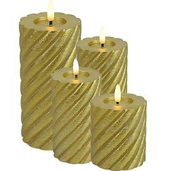 Foto van Countryfield led stompkaarsen -set 4x -goud - h8, h12,5, h15, h20 cm - led kaarsen