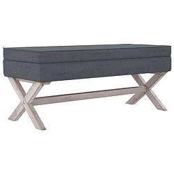 Foto van The living store kruk velvet - fluweel - houten poten - donkergrijs - 110x45x49 cm