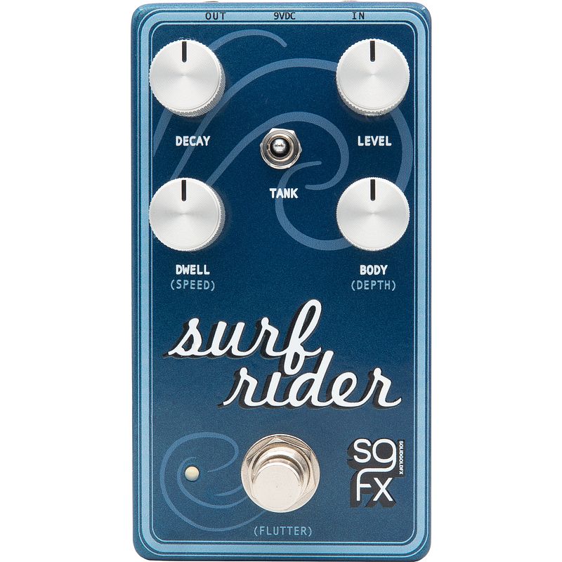 Foto van Solidgoldfx surf rider iv modulated spring reverb effectpedaal met drie reverb tank-emulaties