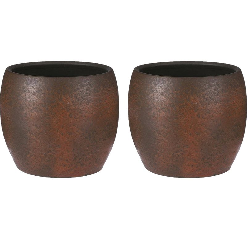 Foto van Mica decorations bloempot/plantenpot - 2x - roest/terracotta bruin - voor kamerplant - h31 x d33 cm - plantenpotten