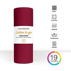 Foto van Jacobson - hoeslaken - 160x200cm - jersey katoen - tot 23cm matrasdikte - wijnrood