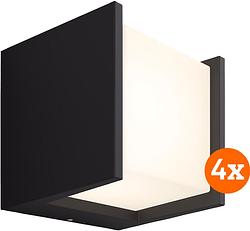 Foto van Philips hue fuzo white muurlamp zwart smal open 4-pack