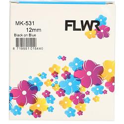 Foto van Flwr brother mk-531 zwart op blauw breedte 12 mm labels