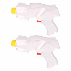 Foto van 2x mini waterpistolen/waterpistool wit van 15 cm kinderspeelgoed - waterpistolen