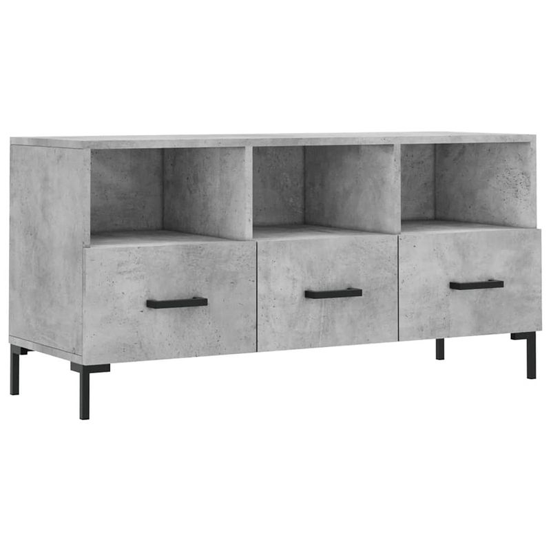 Foto van The living store tv-meubel betongrijs - 102x36x50 cm - trendy en praktisch