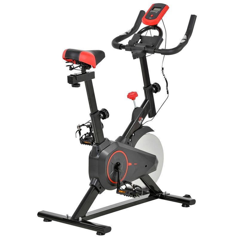 Foto van Hometrainer met lcd-display - hometrainer fiets - fietstrainer - hartslagmeter - traploze weerstand - zwart - 85 x...