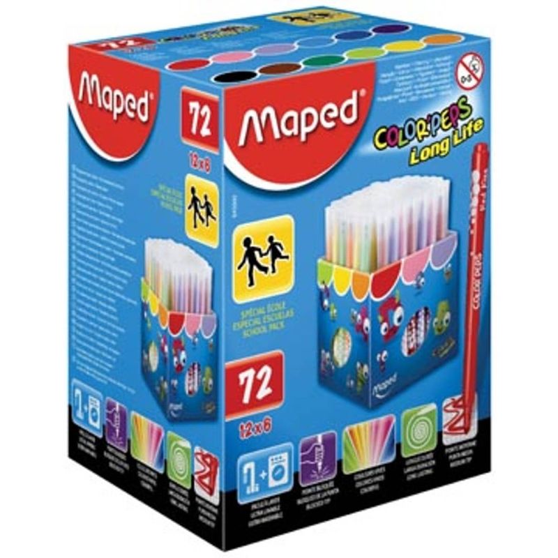 Foto van Maped viltstift color'speps 72 stiften in een kartonnen doos (classpack)