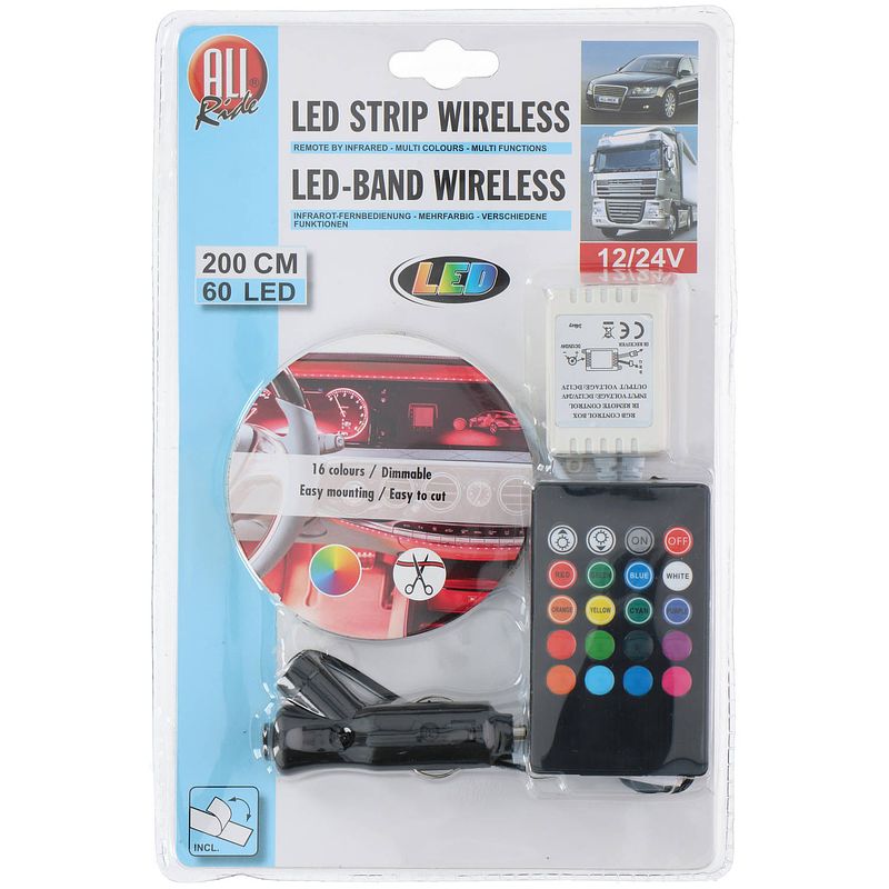 Foto van All ride led-strip - 16 kleuren - 2 meter - afstandsbediening - dimbaar - 60 led's