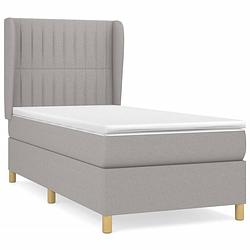 Foto van The living store boxspringbed - comfort - bed - 203 x 93 x 118/128 cm - lichtgrijs