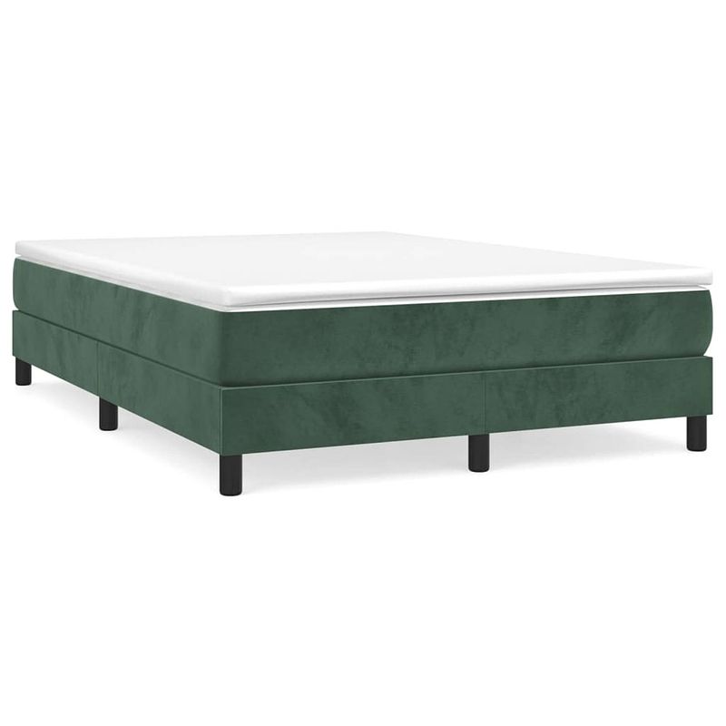 Foto van The living store boxspring met matras fluweel donkergroen 140x190 cm - bed