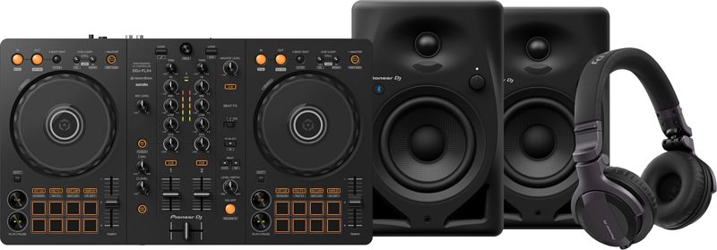 Foto van Pioneer dj ddj-flx4 + pioneer dj hdj-cue1 + pioneer dj dm-40-bt