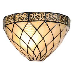 Foto van Haes deco - wandlamp tiffany beige, bruin 30x15x20 cm e14/max 1x40w