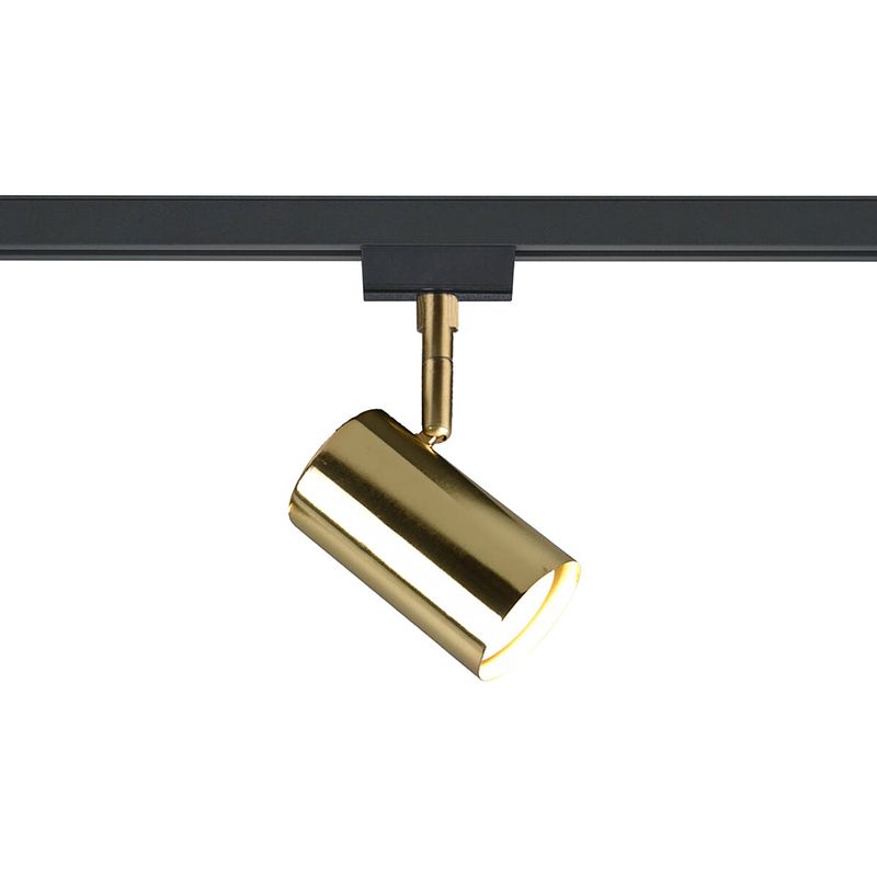 Foto van Led railverlichting - track spot - trion dual monla - 2 fase - gu10 fitting - rond - mat goud - aluminium