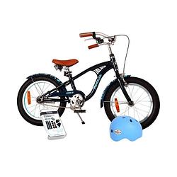 Foto van Volare kinderfiets miracle cruiser - 16 inch - mat blauw - inclusief fietshelm & accessoires