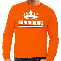 Foto van Oranje koningsdag met een kroon sweater / trui heren - oranje koningsdag kleding l