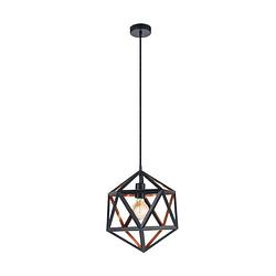 Foto van Eglo embleton 1 hanglamp - e27 - ø 30,5 cm - zwart, koper