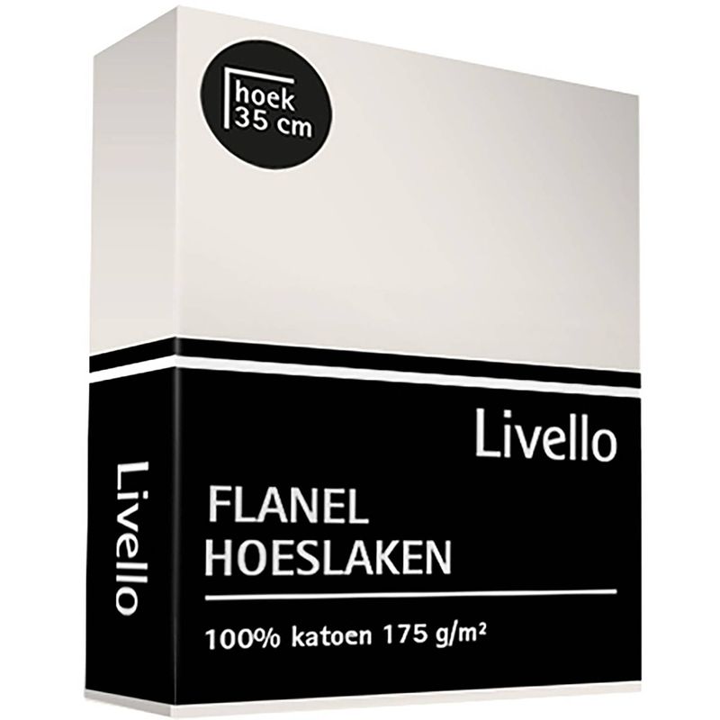 Foto van Livello hoeslaken flanel ecru 180 x 220 cm