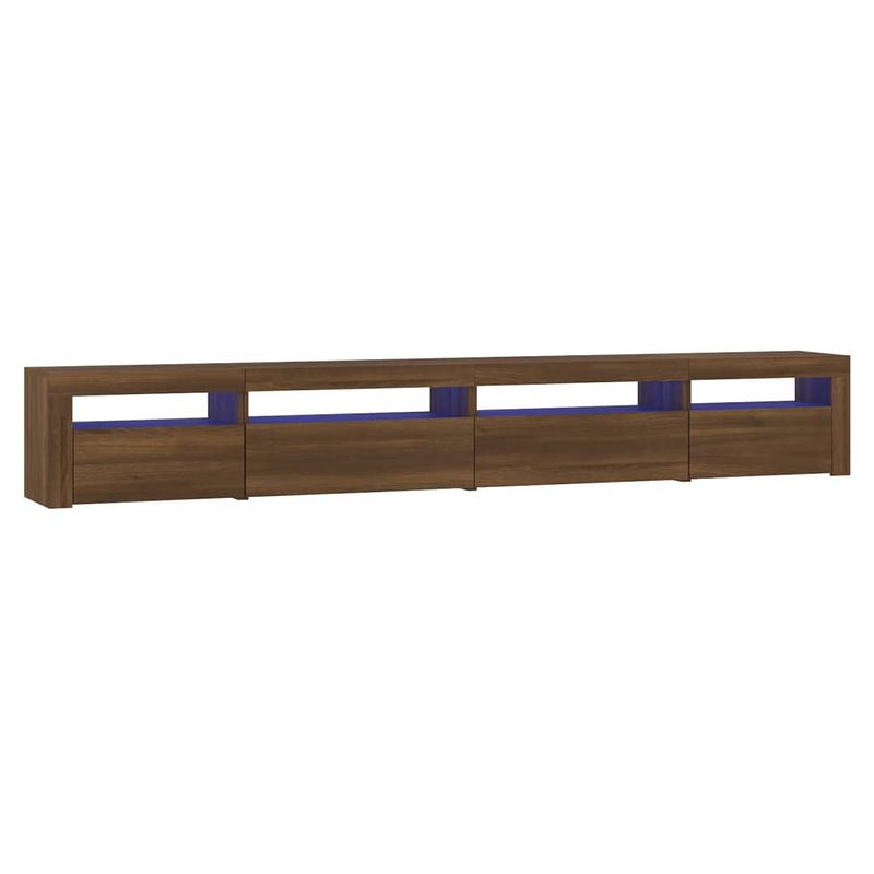 Foto van The living store tv-meubel - led-verlichting - bruineiken - 270 x 35 x 40 cm - bewerkt hout