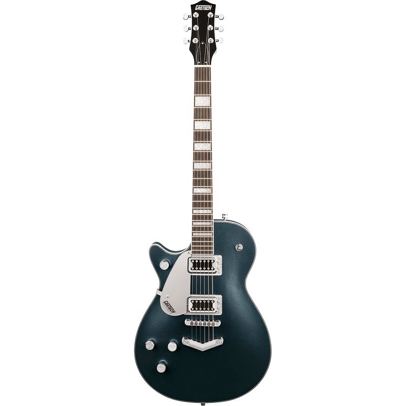 Foto van Gretsch g5220lh electromatic jet bt jade grey metallic linkshandige elektrische gitaar