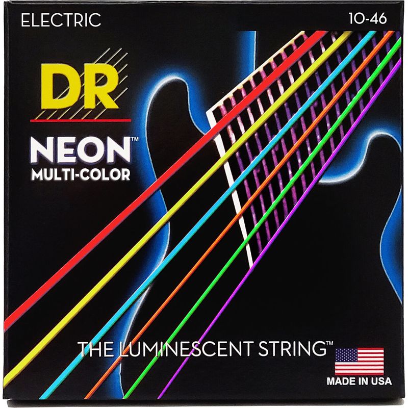 Foto van Dr strings nmce-10 hi-def neon multi-color medium 10-46 elektrische gitaarsnaren