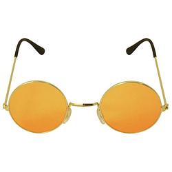 Foto van Oranje hippie flower power zonnebril met ronde glazen - verkleedbrillen