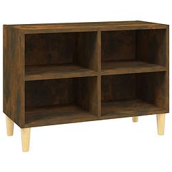 Foto van The living store bedkastje scandinavische charme - houten poten - gerookt eiken - 69.5 x 30 x 50 cm - stabiel en stevig