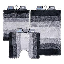 Foto van Wicotex-badmat-set-badmat-toiletmat-bidetmat regenboog zwart-antislip onderkant-wc mat-met uitsparing