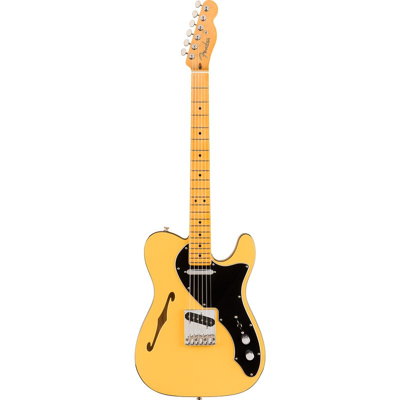 Foto van Fender britt daniel tele thinline mn amarillo gold elektrische gitaar met koffer