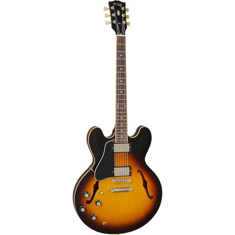 Foto van Gibson original collection es-335 lh vintage burst linkshandige semi-akoestische gitaar met koffer