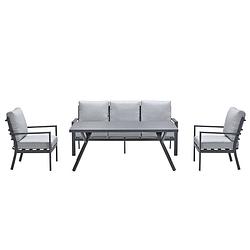 Foto van Garden impressions senja lounge dining set stoel-bank 4-delig - licht grijs
