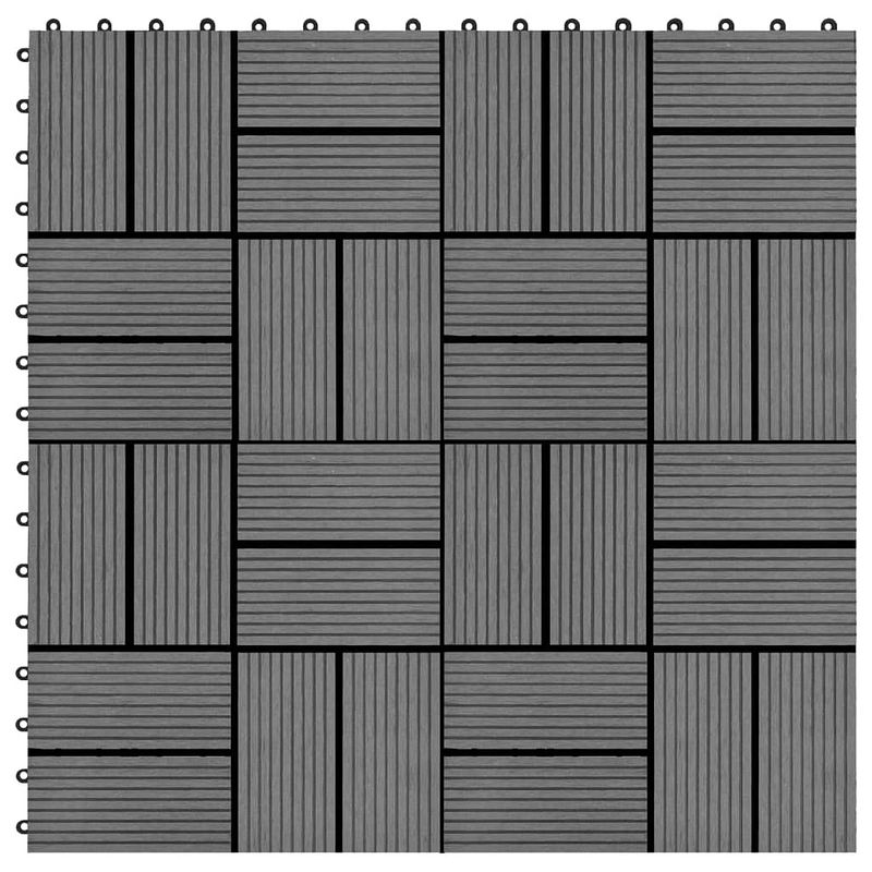 Foto van Vidaxl terrastegels 30x30 cm 1 m² hkc grijs 11 st