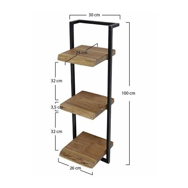 Foto van Livin24 industriële boomstam wandplank hunter acaciahout 3 planken 30 cm.