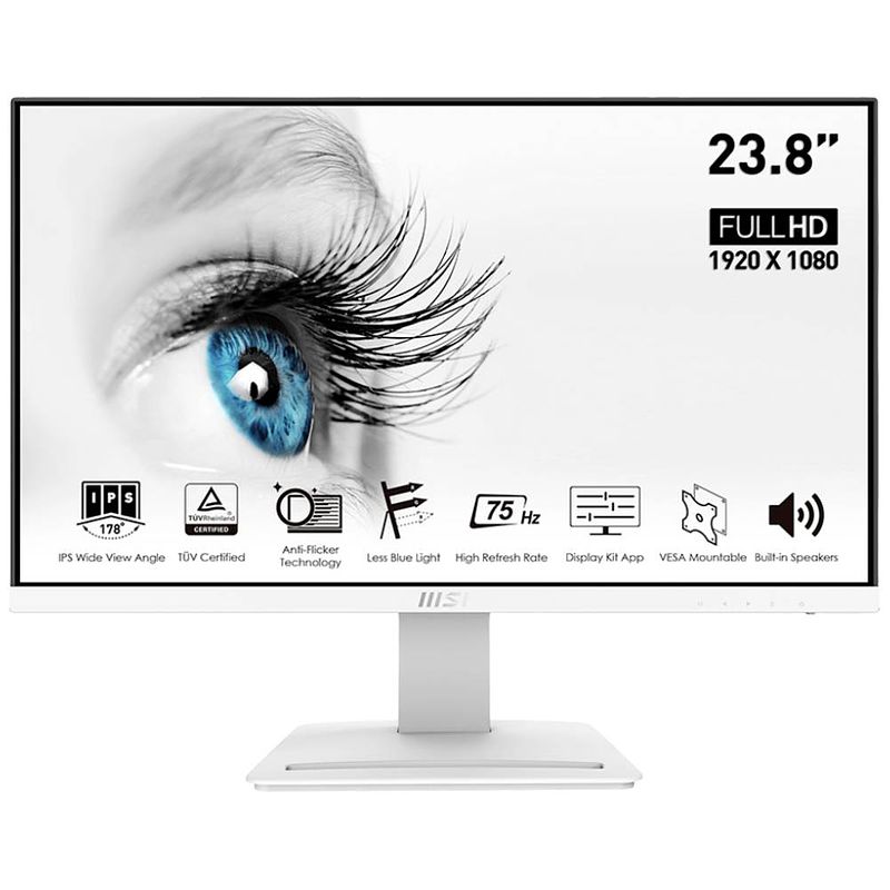 Foto van Msi pro mp243wde led-monitor 60.5 cm (23.8 inch) energielabel e (a - g) 1920 x 1080 pixel full hd 5 ms displayport, hdmi, hoofdtelefoon (3.5 mm jackplug) ips