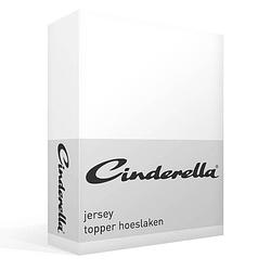 Foto van Cinderella jersey topper hoeslaken - 100% gebreide jersey katoen - lits-jumeaux (160x200/210 cm) - white