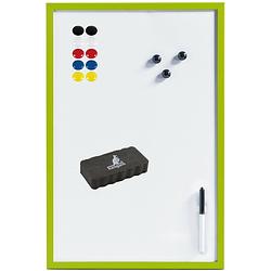 Foto van Magnetisch whiteboard/memobord met marker/wisser/magneten - 40 x 60 cm - groen - whiteboards