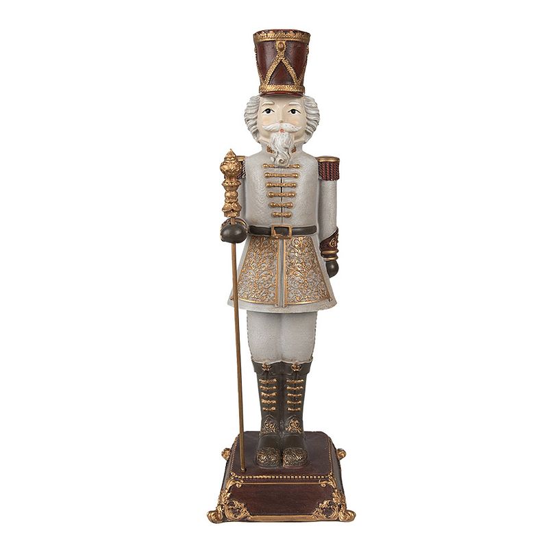 Foto van Clayre & eef beeld notenkraker 32 cm rood polyresin kerstfiguren rood kerstfiguren