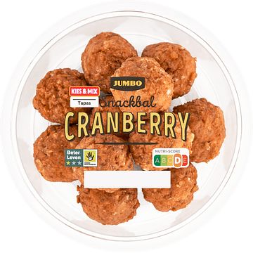 Foto van Jumbo snackbal cranberry 135g aanbieding bij jumbo | 3 voor 6.00