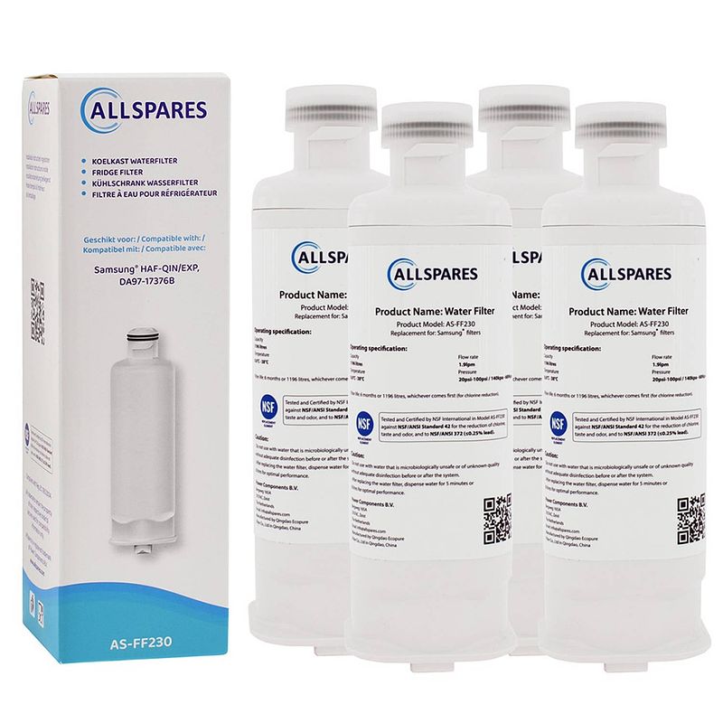 Foto van Allspares waterfilter voor koelkasten (4x) geschikt voor samsung da97-17376b