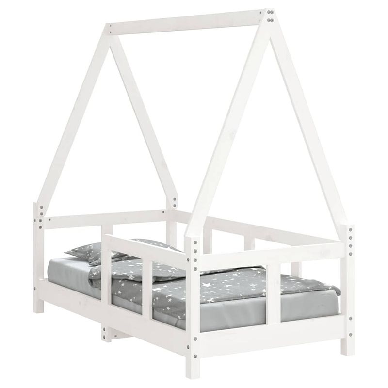 Foto van Vidaxl kinderbedframe 70x140 cm massief grenenhout wit