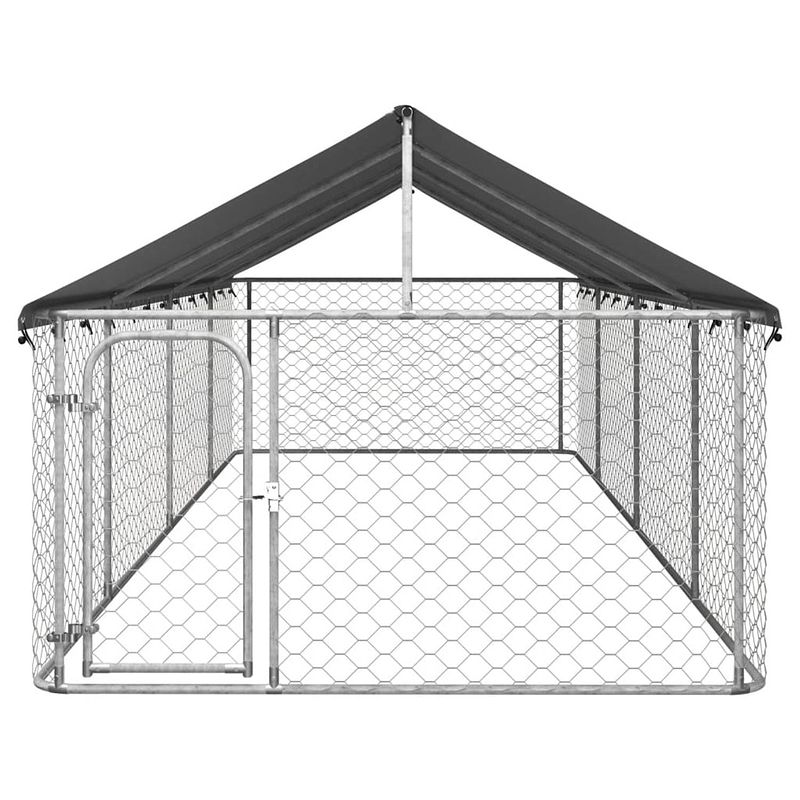 Foto van The living store hondenkennel - gegalvaniseerd staal - 600 x 200 x 150 cm - met dak