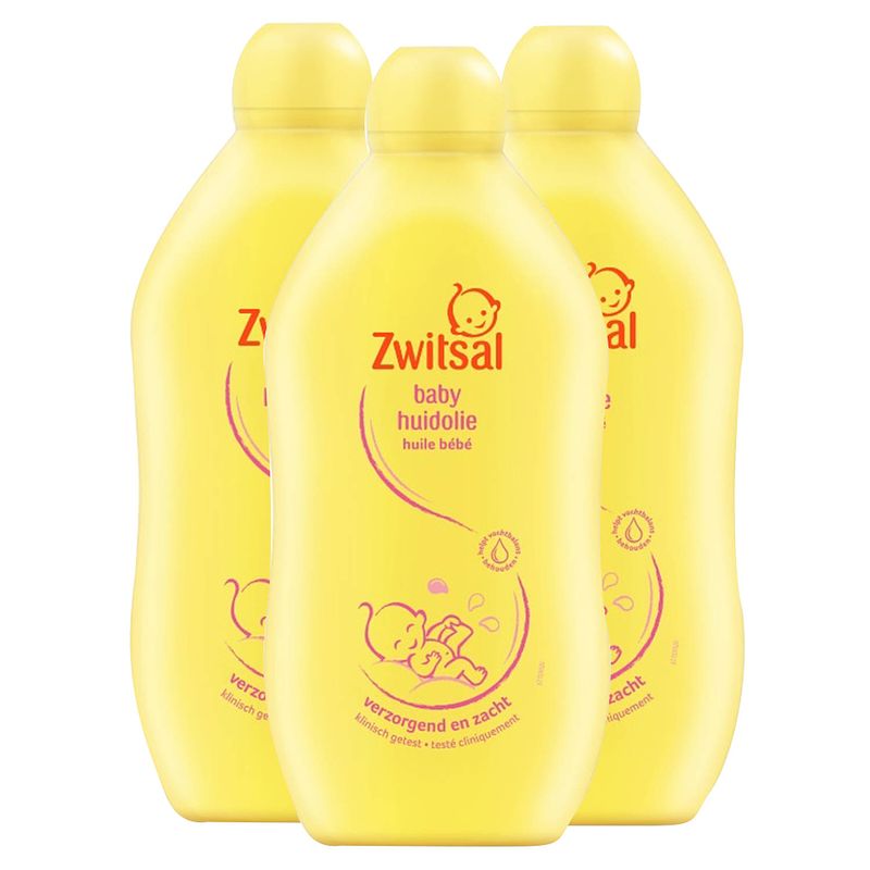 Foto van Zwitsal - baby huidolie - 3 x 400ml - voordeelpack