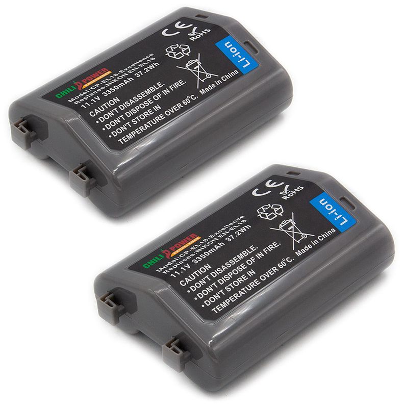 Foto van Chilipower en-el18 accu voor nikon - excellence - 3350mah - 2-pack