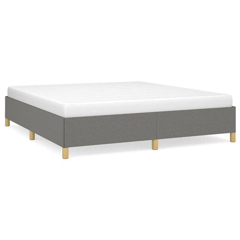 Foto van The living store bedframe - donkergrijs - 203 x 163 x 35 cm - stof/multiplex - ademend en duurzaam