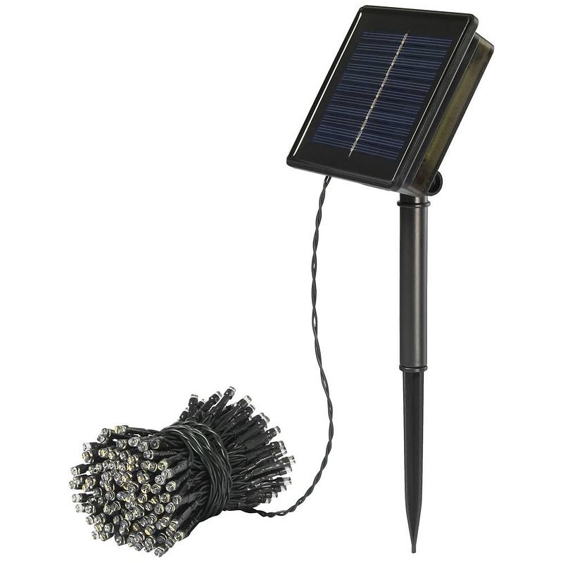 Foto van Sygonix sy-5596928 lichtketting op zonne-energie led warmwit, koudwit zwart, standaard-groen (zijdemat)