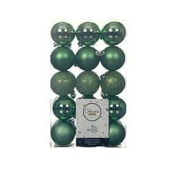 Foto van 30x stuks kunststof kerstballen groen 6 cm glans/mat/glitter - kerstbal