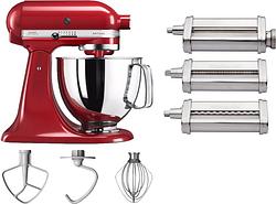 Foto van Kitchenaid artisan mixer 5ksm125 keizerrood + pastaroller en -snijderset (3-delig)